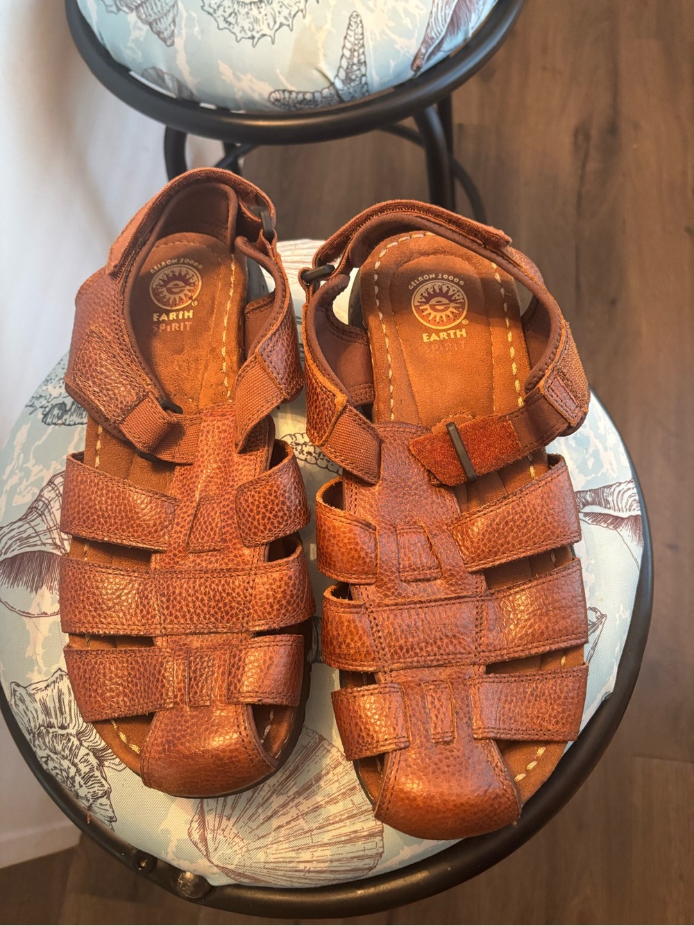 Earth Spirit Men's Brown Leather Fisherman-Style Sandals